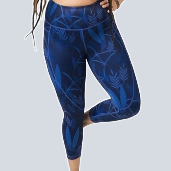 ZYIA ACTIVE Azul Paradise Hi-Rise Capri Legging Sz 2 Leaf Print - Picture 3 of 8